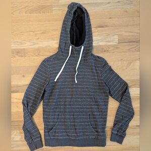 Marine Layer Womens Small Gray Striped Lightweight Hoodie Scuba Neck